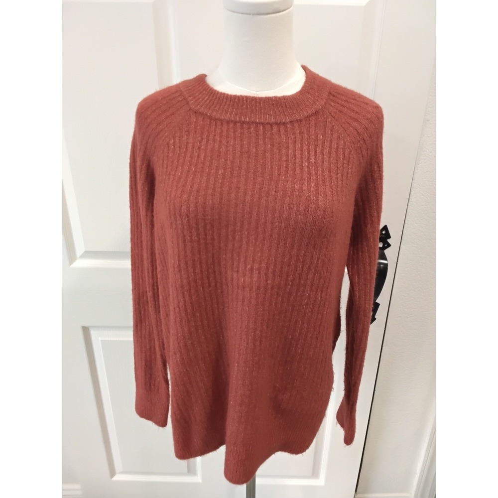 Vero Moda Ribbed Knit Crew Neck Sweater Rust Orange Long Sleeve Women's S